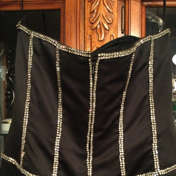 Black Evening Gown with Rhinestones - Picture 5 of 5